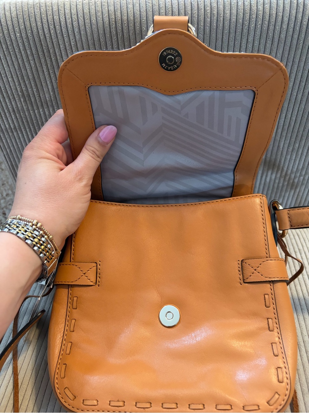 Rebecca Minkoff Tan & White Haircalf Ring-Front Satchel - Picture 4 of 5